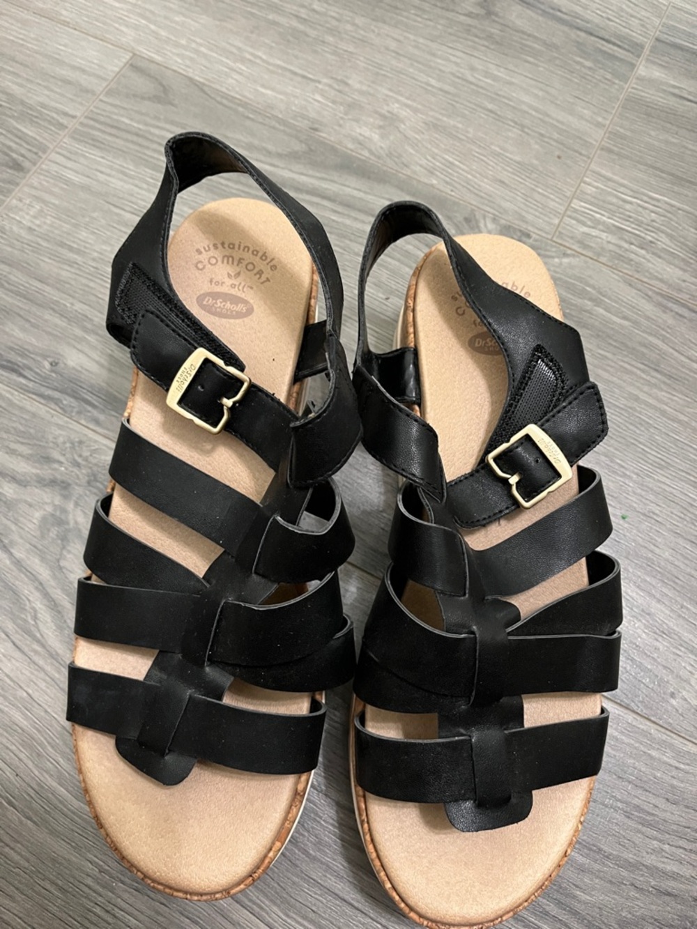 Dr. Scholl's Black Strappy Buckle Sandals